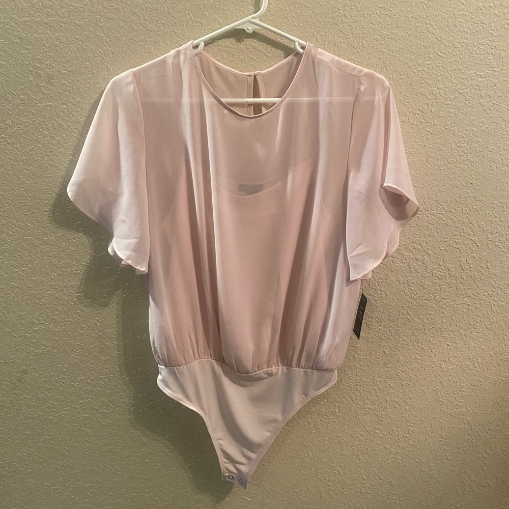 NWT Express Pink Sheer Bodysuit with Tank-Sz Small